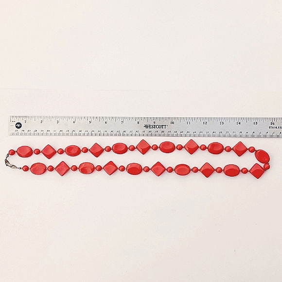 ORANGE BEAD NECKLACE vintage molded Bohemian long box clasp 70s 80s - Picture 7 of 7